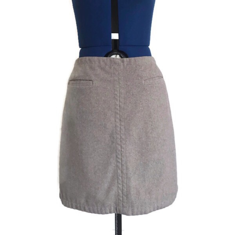 Ann Taylor Grey Beige Petite Wool Pocket Skirt